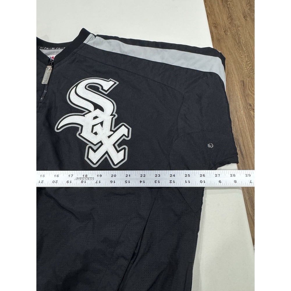 VINTAGE Chicago White Sox Jacket Men M Black Windbreaker Dugout 1/4 Zip Majestic - Picture 7 of 10